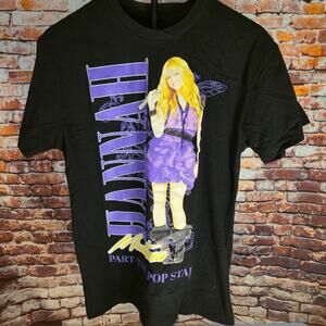 Hannah Montana Graphic T Shirt M Black Disney Miley Cyrus Pop Star Tee